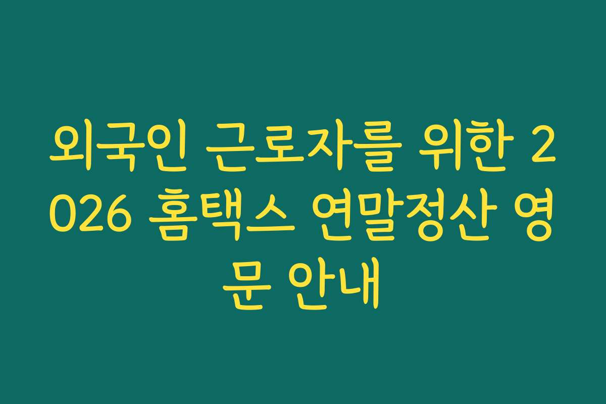 외국인 근로자를 위한 2026 홈택스 연말정산 영문 안내