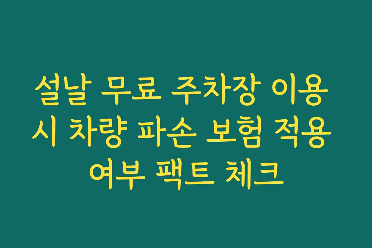 설날 무료 주차장 이용 시 차량 파손 보험 적용 여부 팩트 체크