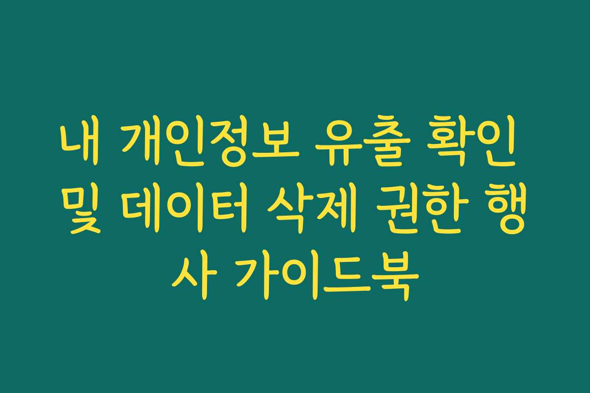 내 개인정보 유출 확인 및 데이터 삭제 권한 행사 가이드북