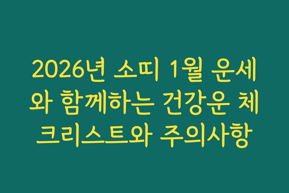 2026년 소띠 1월 운세와 함께하는 건강운 체크리스트와 주의사항