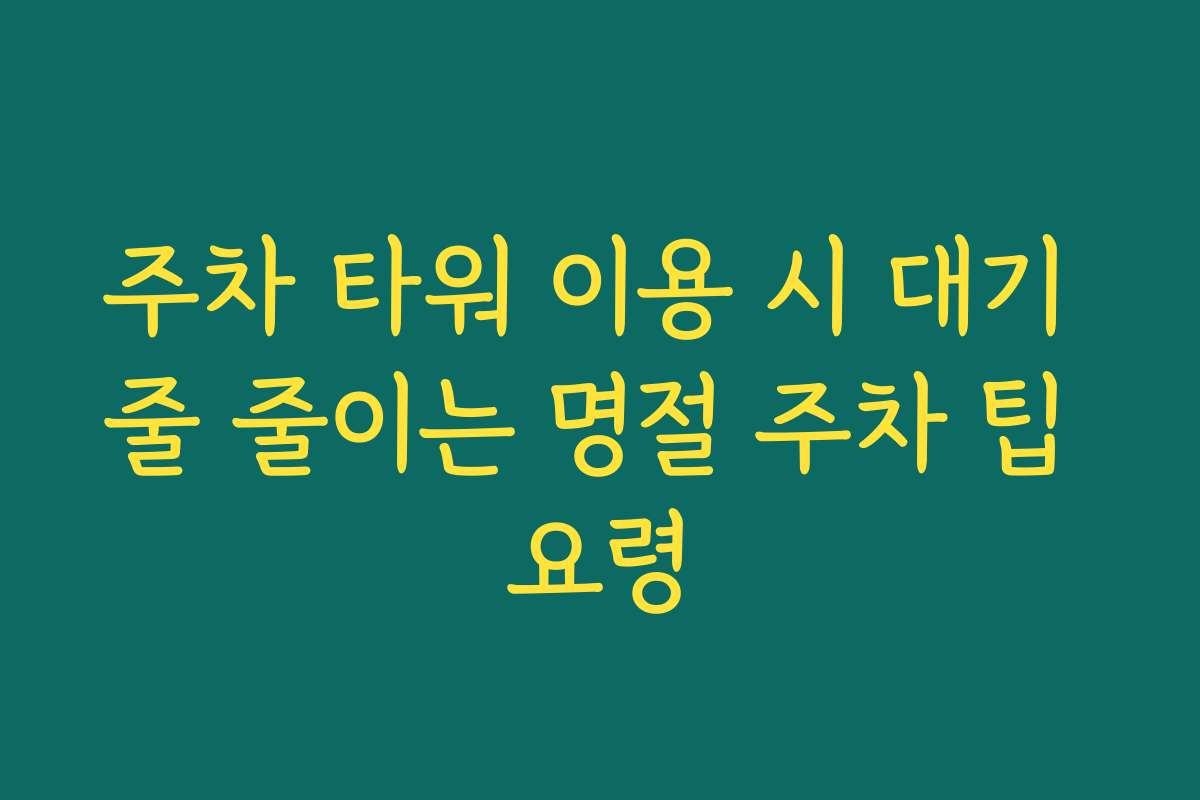 주차 타워 이용 시 대기 줄 줄이는 명절 주차 팁 요령