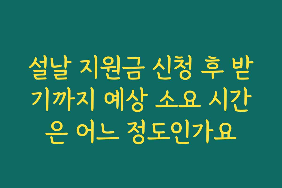설날 지원금 신청 후 받기까지 예상 소요 시간은 어느 정도인가요