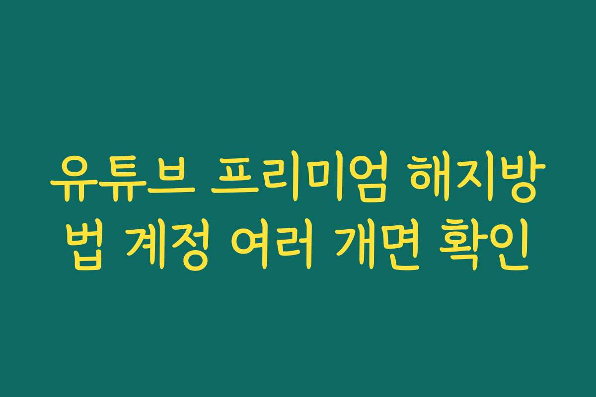 유튜브 프리미엄 해지방법 계정 여러 개면 확인