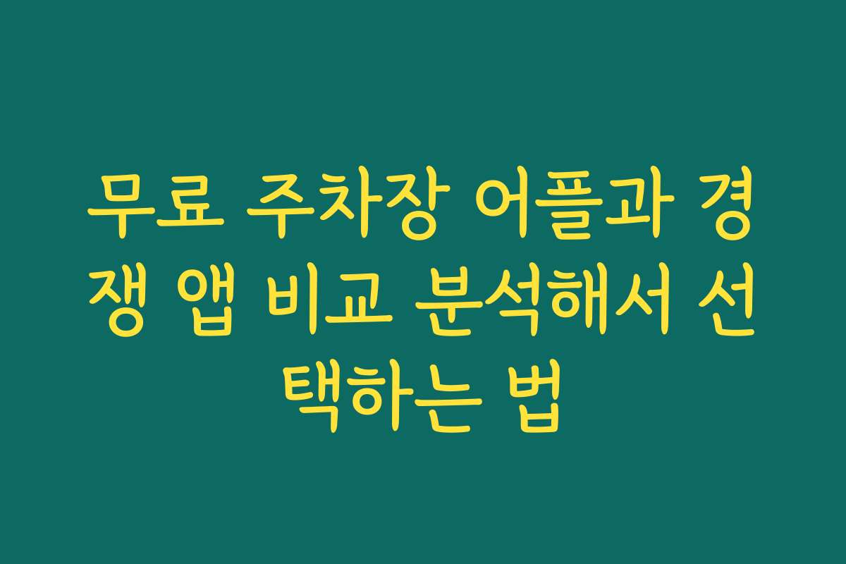 무료 주차장 어플과 경쟁 앱 비교 분석해서 선택하는 법