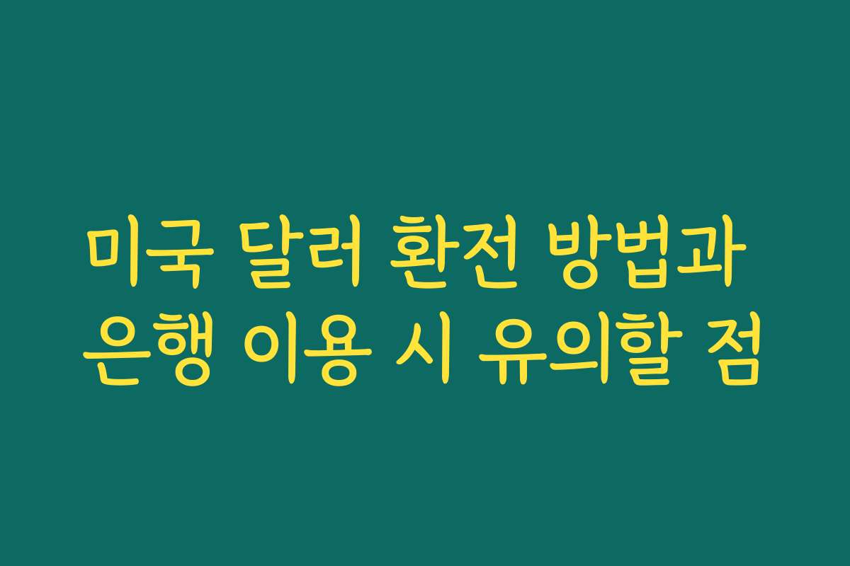 미국 달러 환전 방법과 은행 이용 시 유의할 점
