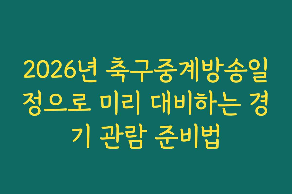 2026년 축구중계방송일정으로 미리 대비하는 경기 관람 준비법