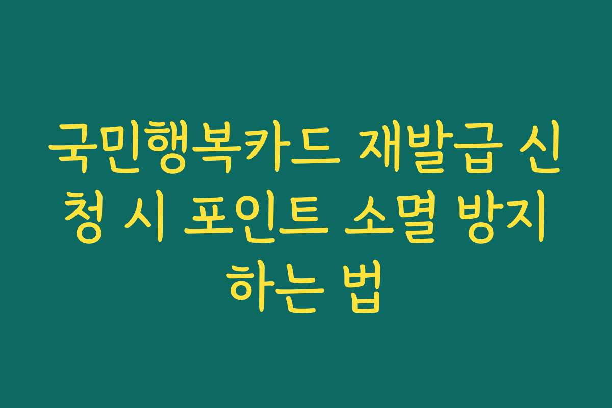 국민행복카드 재발급 신청 시 포인트 소멸 방지하는 법