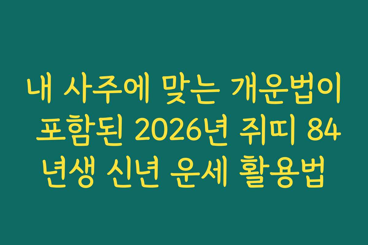 내 사주에 맞는 개운법이 포함된 2026년 쥐띠 84년생 신년 운세 활용법