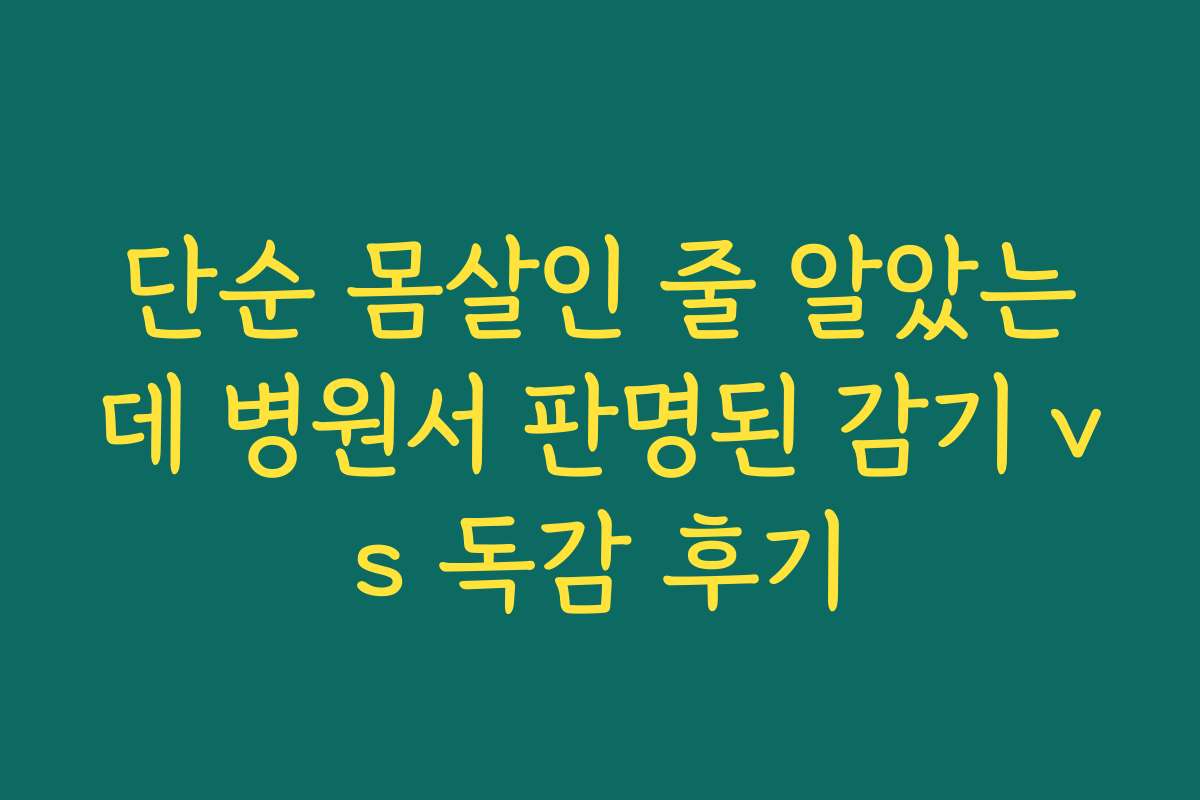 단순 몸살인 줄 알았는데 병원서 판명된 감기 vs 독감 후기