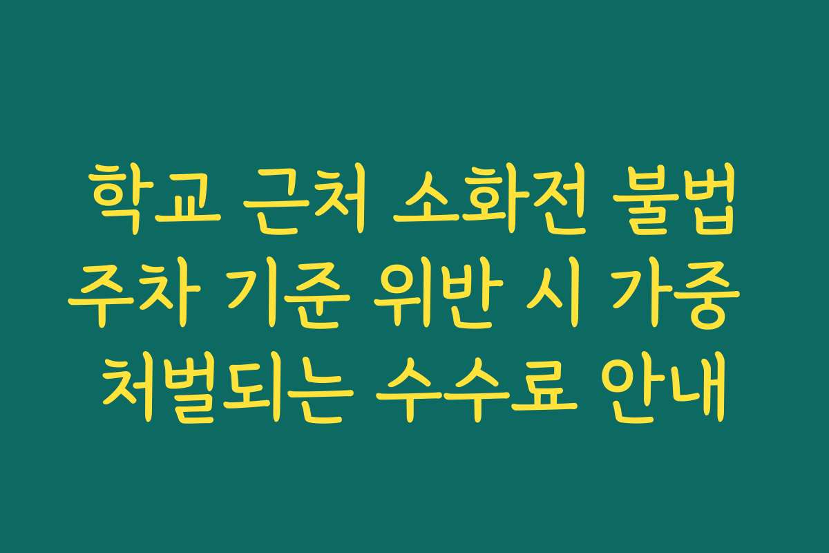 학교 근처 소화전 불법주차 기준 위반 시 가중 처벌되는 수수료 안내