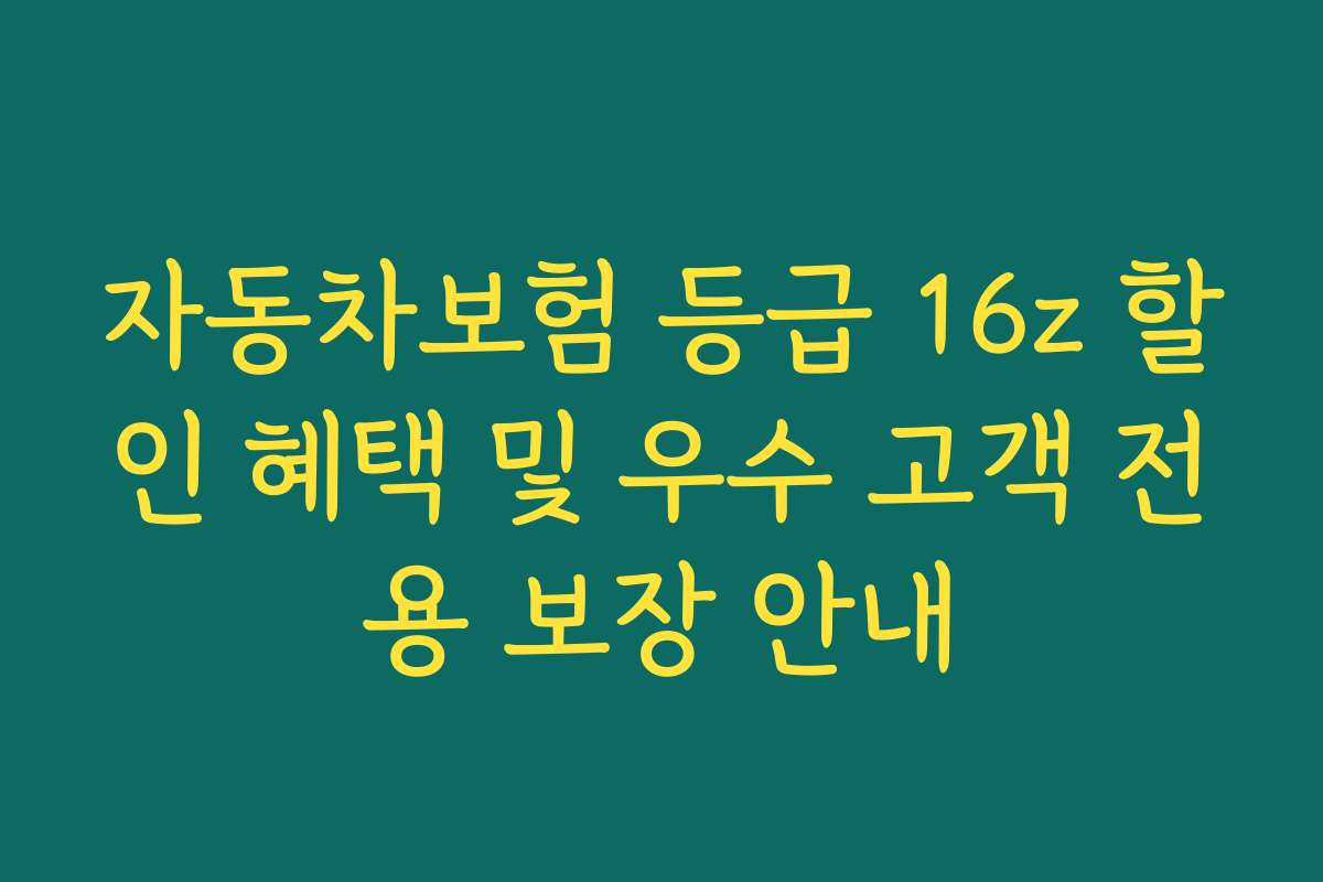 자동차보험 등급 16z 할인 혜택 및 우수 고객 전용 보장 안내
