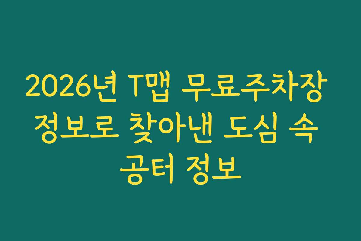 2026년 T맵 무료주차장 정보로 찾아낸 도심 속 공터 정보