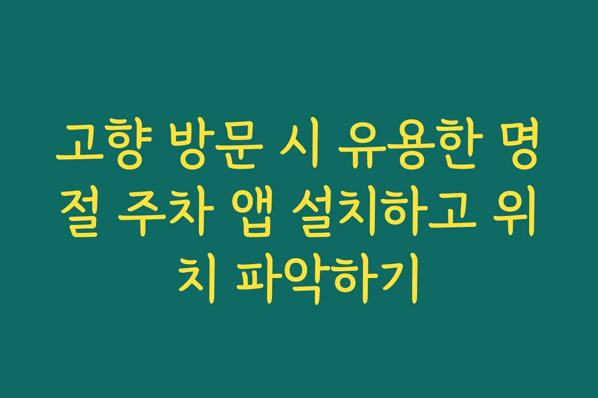 고향 방문 시 유용한 명절 주차 앱 설치하고 위치 파악하기