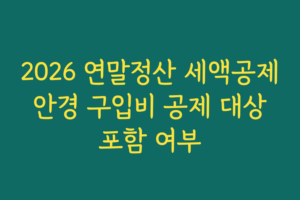 2026 연말정산 세액공제 안경 구입비 공제 대상 포함 여부
