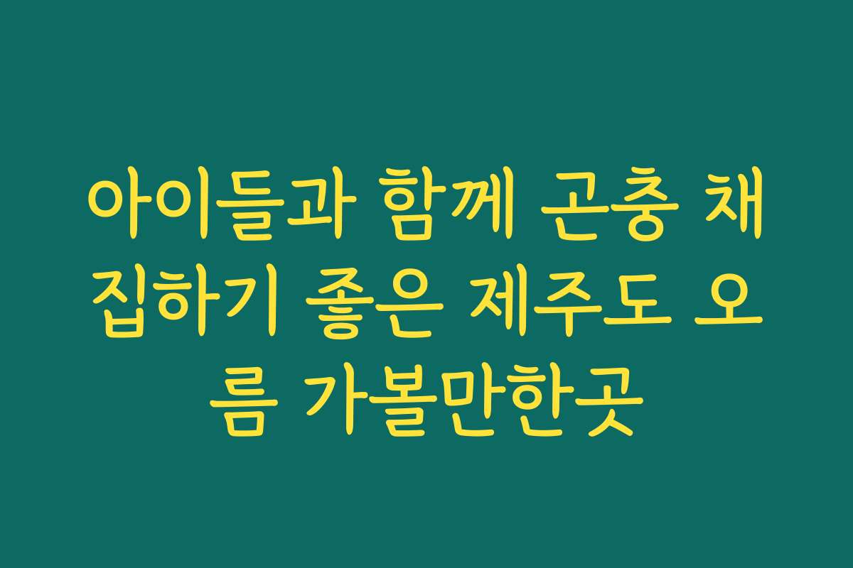 아이들과 함께 곤충 채집하기 좋은 제주도 오름 가볼만한곳