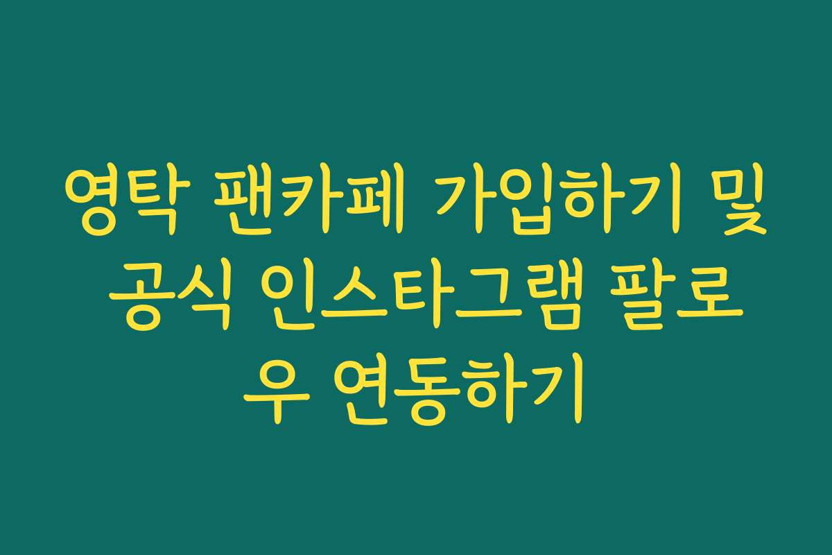 영탁 팬카페 가입하기 및 공식 인스타그램 팔로우 연동하기