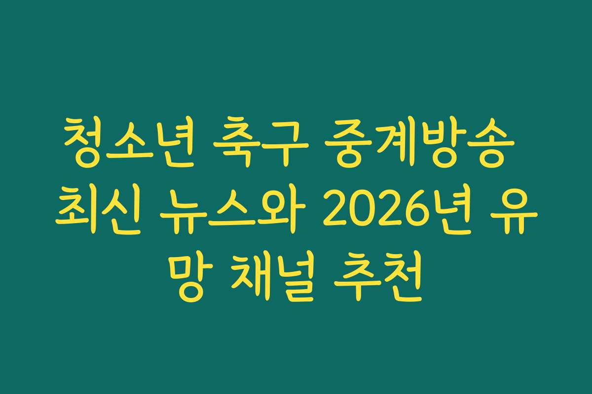 청소년 축구 중계방송 최신 뉴스와 2026년 유망 채널 추천