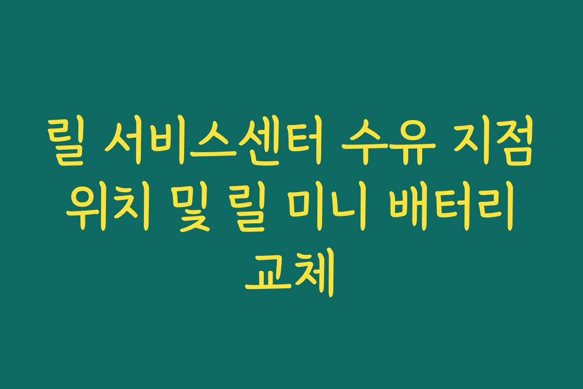 릴 서비스센터 수유 지점 위치 및 릴 미니 배터리 교체