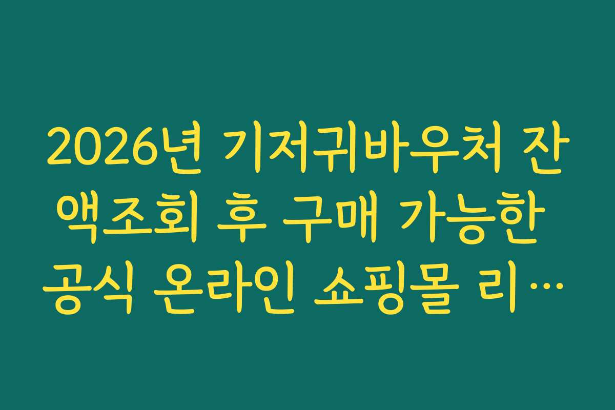 2026년 기저귀바우처 잔액조회 후 구매 가능한 공식 온라인 쇼핑몰 리스트