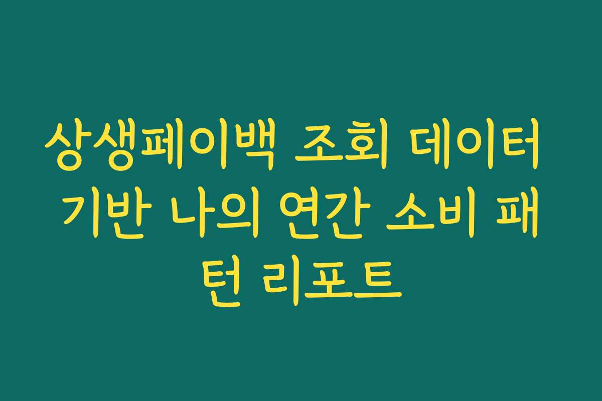 상생페이백 조회 데이터 기반 나의 연간 소비 패턴 리포트