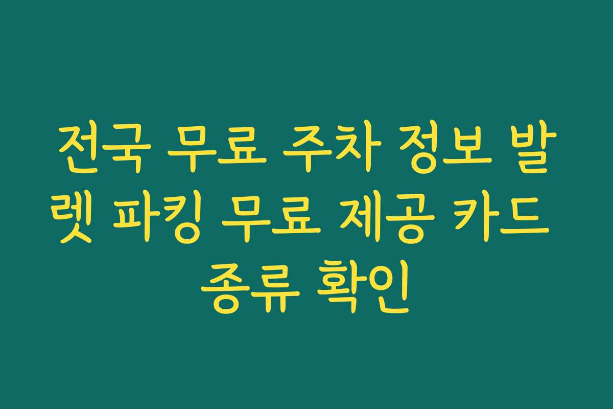 전국 무료 주차 정보 발렛 파킹 무료 제공 카드 종류 확인