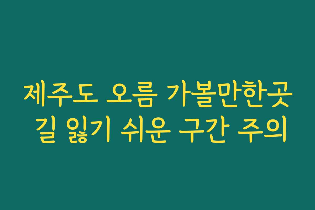제주도 오름 가볼만한곳 길 잃기 쉬운 구간 주의