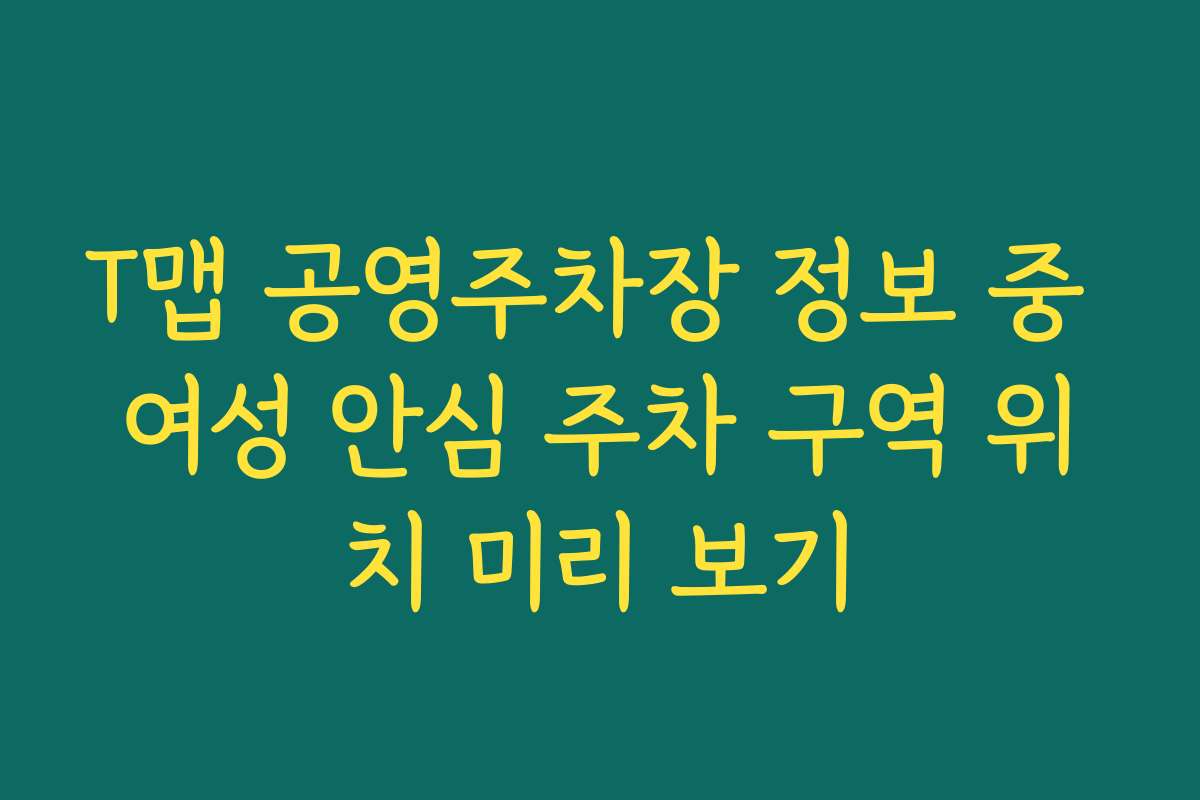 T맵 공영주차장 정보 중 여성 안심 주차 구역 위치 미리 보기