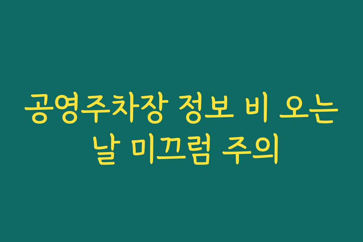 공영주차장 정보 비 오는 날 미끄럼 주의