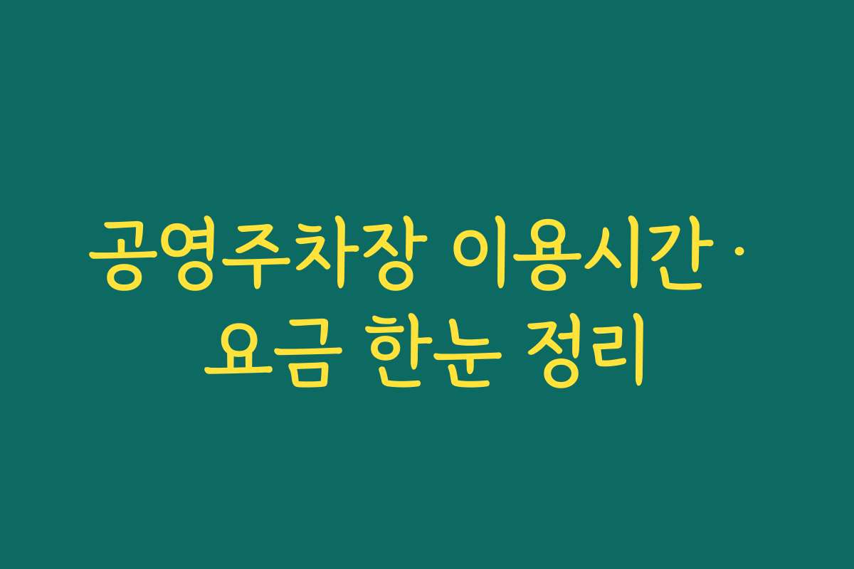 공영주차장 이용시간·요금 한눈 정리
