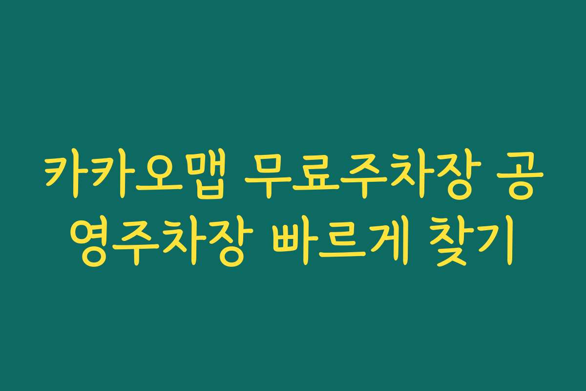 카카오맵 무료주차장 공영주차장 빠르게 찾기