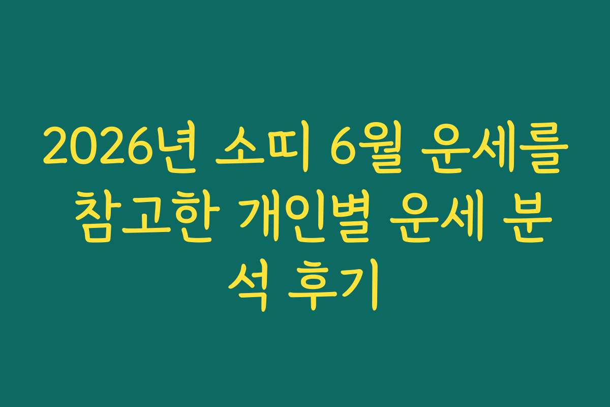 2026년 소띠 6월 운세를 참고한 개인별 운세 분석 후기