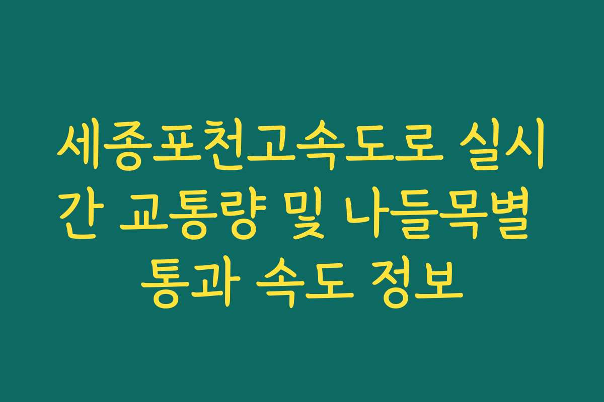 세종포천고속도로 실시간 교통량 및 나들목별 통과 속도 정보