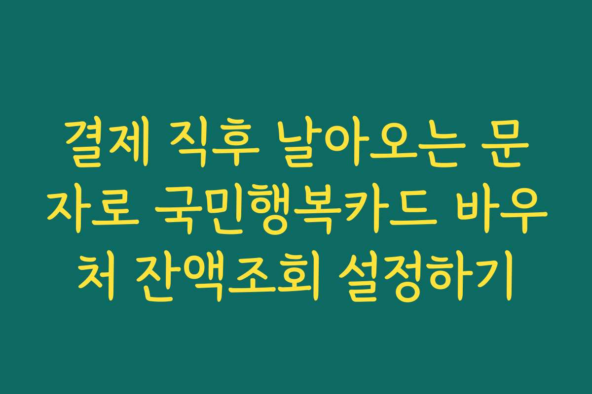 결제 직후 날아오는 문자로 국민행복카드 바우처 잔액조회 설정하기
