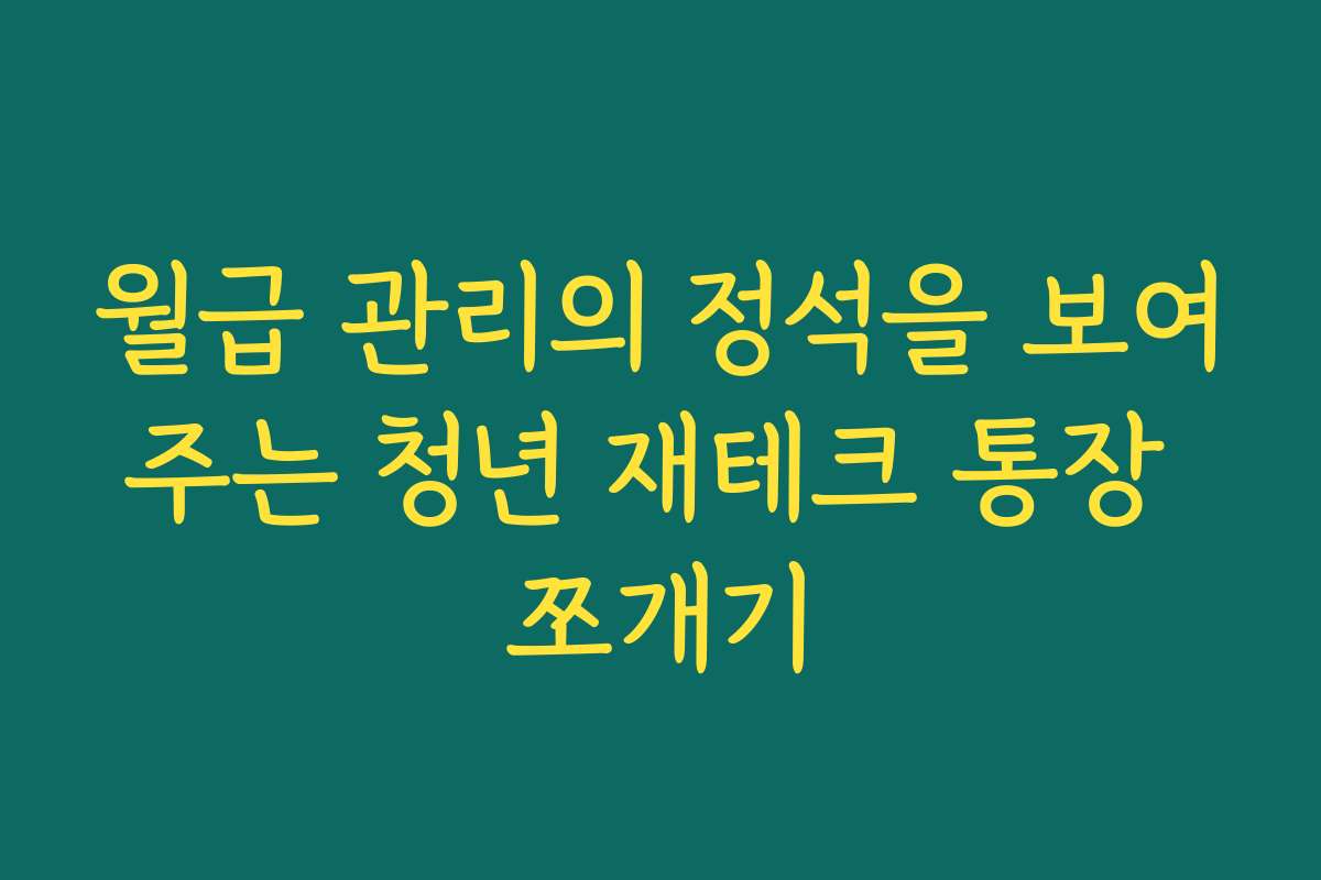 월급 관리의 정석을 보여주는 청년 재테크 통장 쪼개기