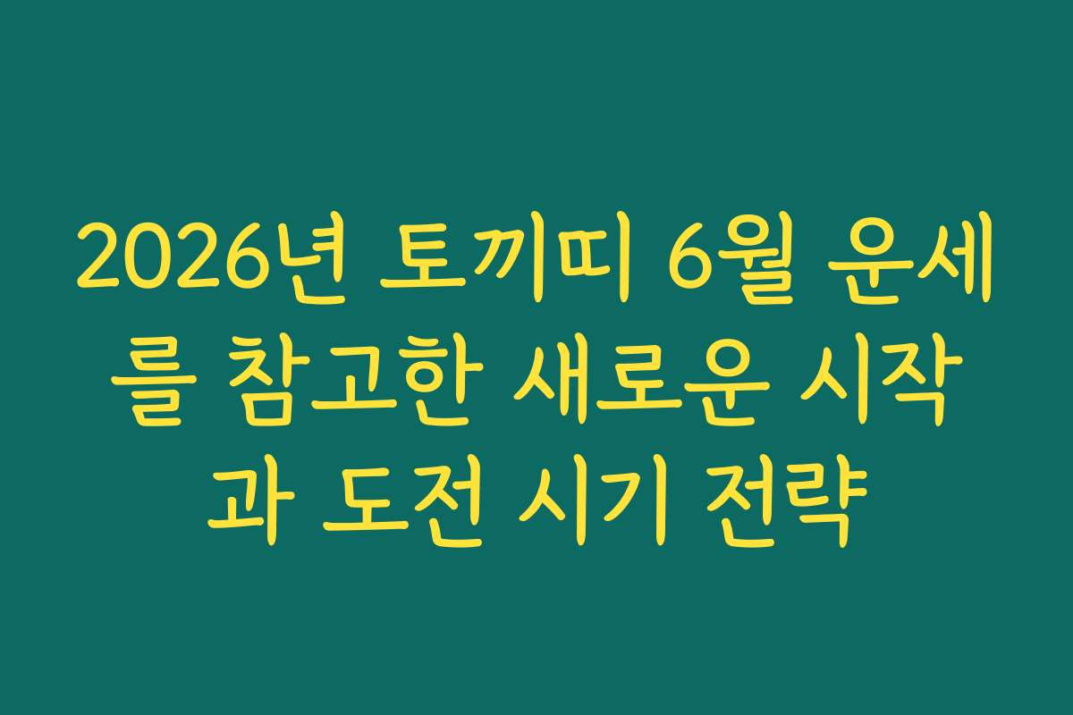 2026년 토끼띠 6월 운세를 참고한 새로운 시작과 도전 시기 전략