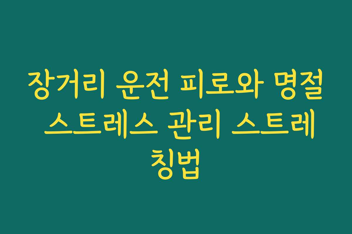 장거리 운전 피로와 명절 스트레스 관리 스트레칭법