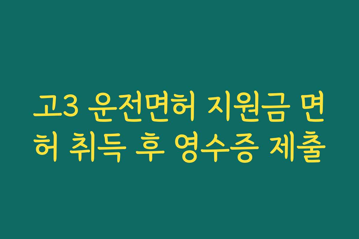 고3 운전면허 지원금 면허 취득 후 영수증 제출