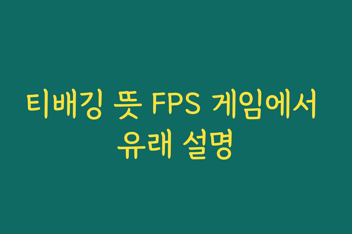 티배깅 뜻 FPS 게임에서 유래 설명