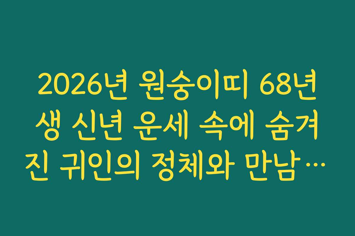 2026년 원숭이띠 68년생 신년 운세 속에 숨겨진 귀인의 정체와 만남 시기