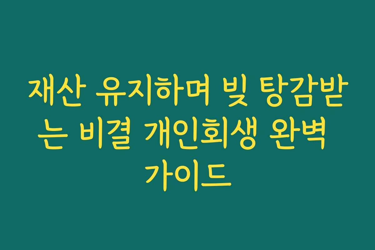 재산 유지하며 빚 탕감받는 비결 개인회생 완벽 가이드