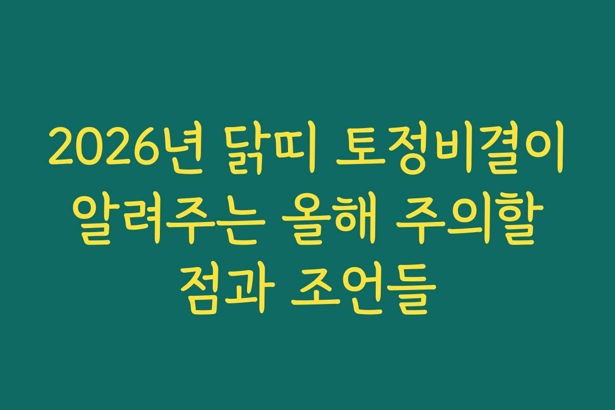 2026년 닭띠 토정비결이 알려주는 올해 주의할 점과 조언들
