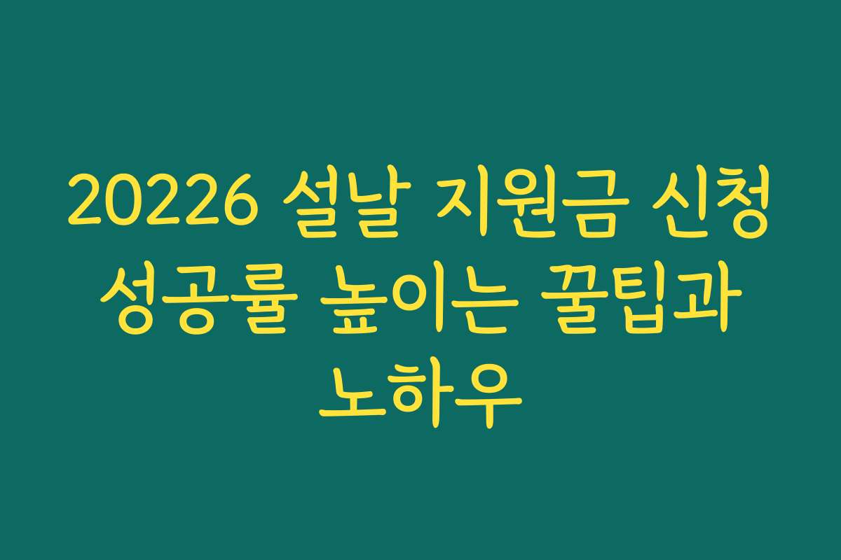 20226 설날 지원금 신청 성공률 높이는 꿀팁과 노하우