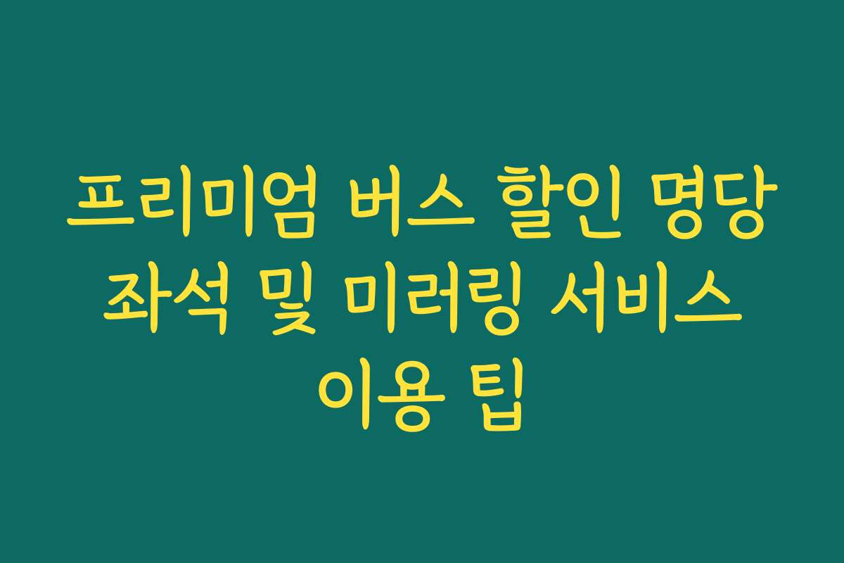 프리미엄 버스 할인 명당 좌석 및 미러링 서비스 이용 팁