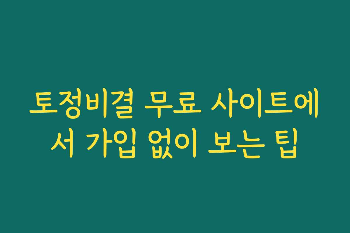 토정비결 무료 사이트에서 가입 없이 보는 팁