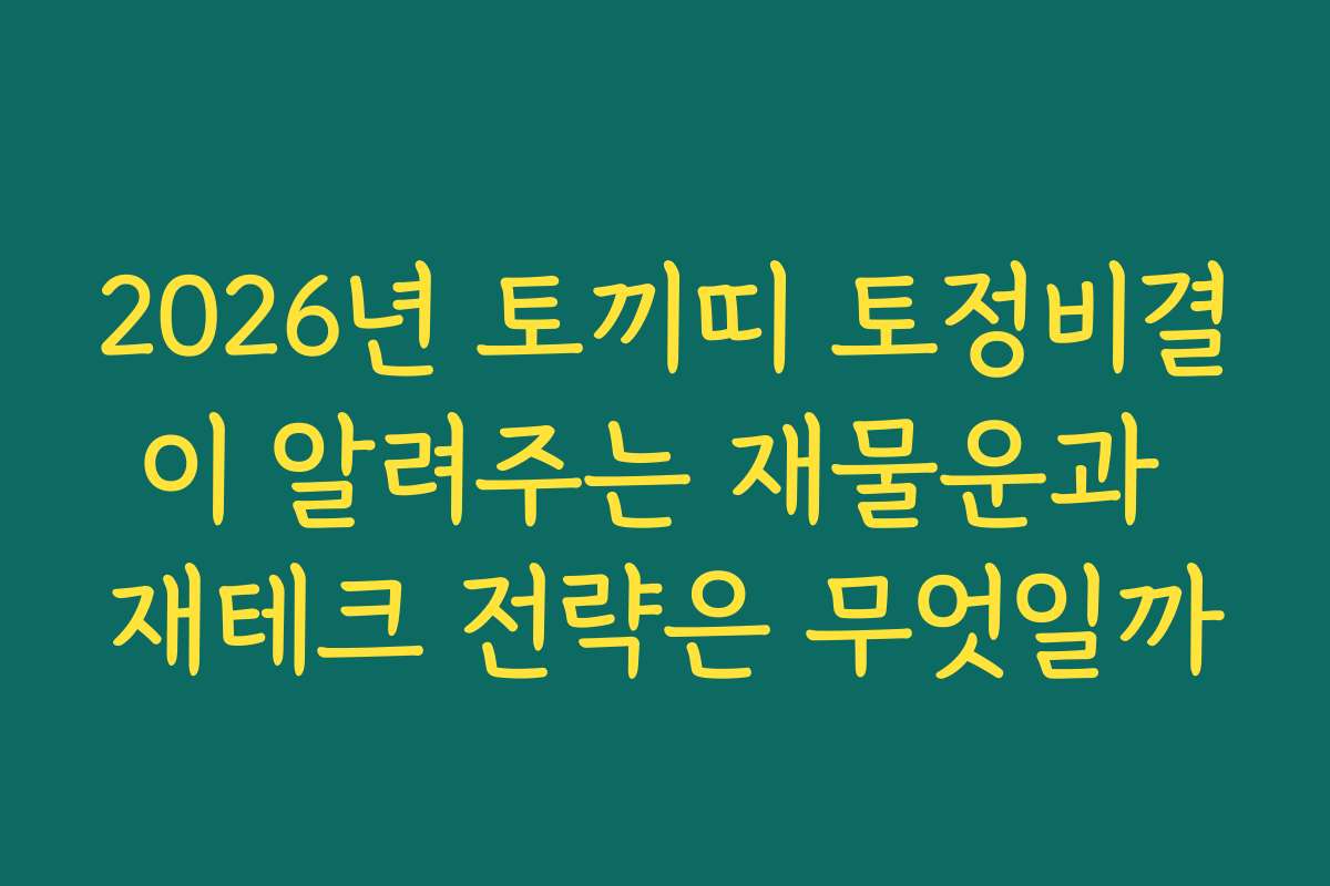 2026년 토끼띠 토정비결이 알려주는 재물운과 재테크 전략은 무엇일까