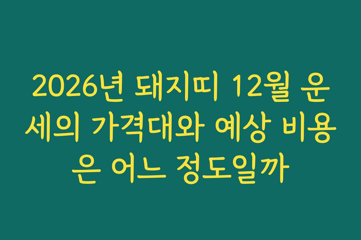 2026년 돼지띠 12월 운세의 가격대와 예상 비용은 어느 정도일까