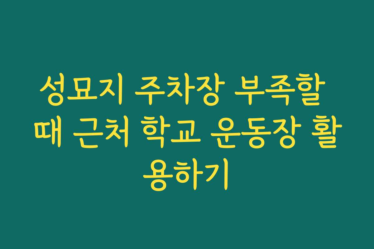 성묘지 주차장 부족할 때 근처 학교 운동장 활용하기