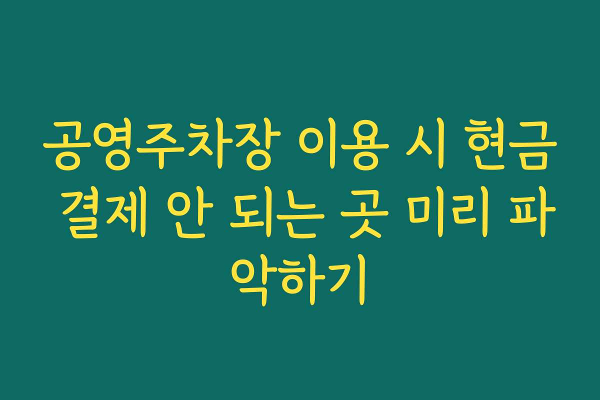 공영주차장 이용 시 현금 결제 안 되는 곳 미리 파악하기