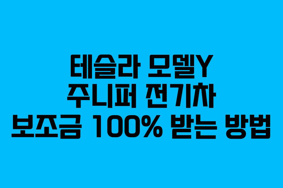 테슬라 모델Y 주니퍼 전기차 보조금 100% 받는 방법