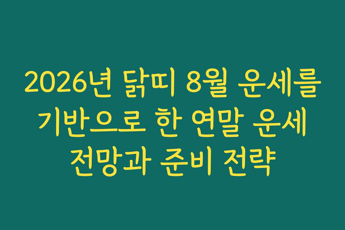 2026년 닭띠 8월 운세를 기반으로 한 연말 운세 전망과 준비 전략